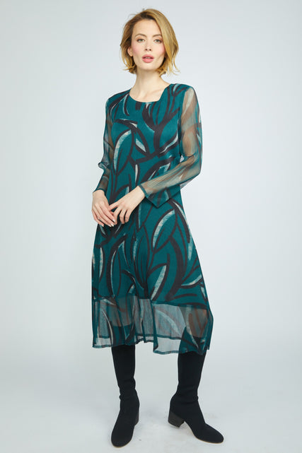 Parisian Pleat Abstract Vine Dress
