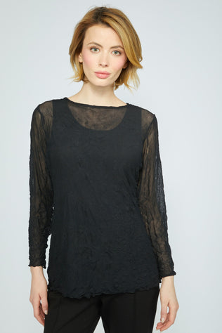 Crinkle Mesh Layering Tee