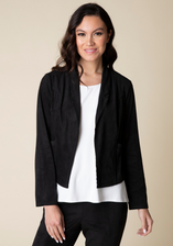 Stretch Faux Suede Seamed Jacket