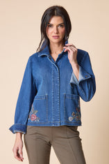 Embroidered Stretch Denim Jacket