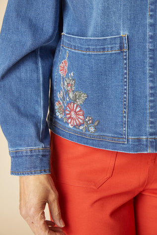 Embroidered Stretch Denim Jacket