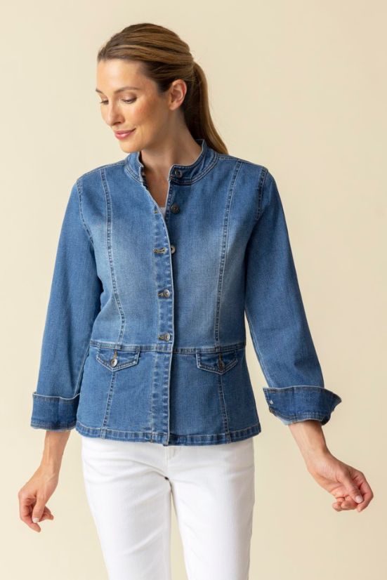 Stretch Denim Moto Jacket