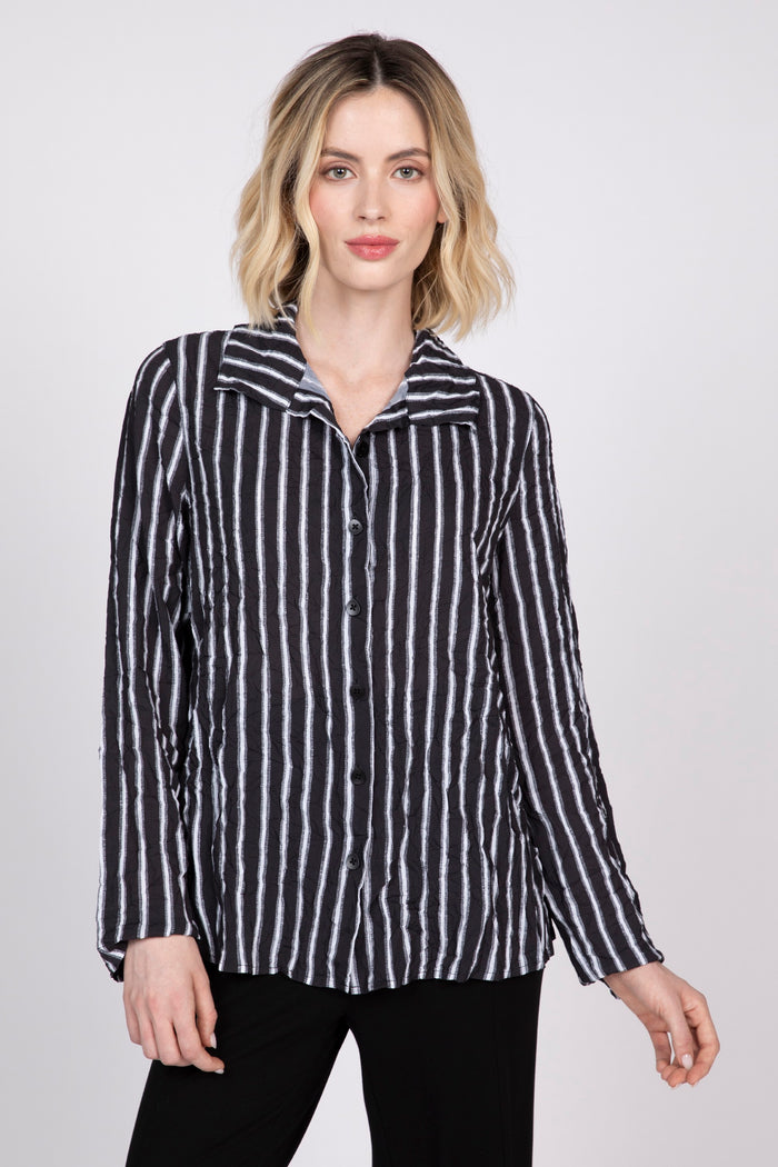 SOL Stripe Crinkle Crepe Liv Top
