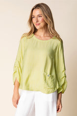 Whisper Jacquard Rayon Pleat Top