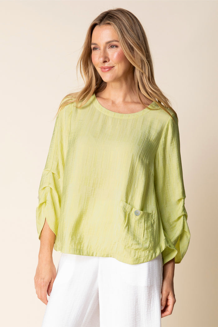 Whisper Jacquard Rayon Pleat Top