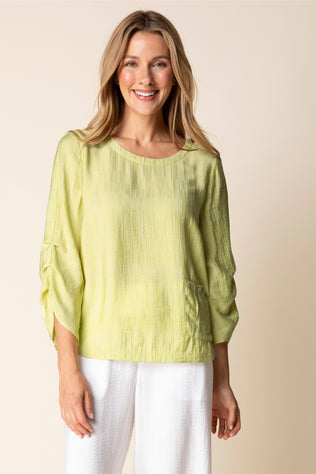 Whisper Jacquard Rayon Pleat Top