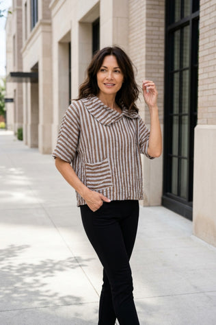SOL Stripe Crinkle Crepe Pullover