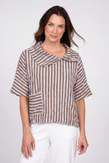 SOL Stripe Crinkle Crepe Pullover