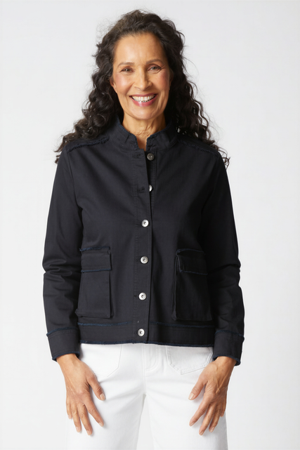 Stretch Canvas Fringe Jacket