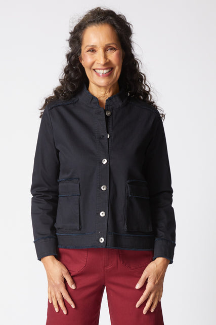 Stretch Canvas Fringe Jacket