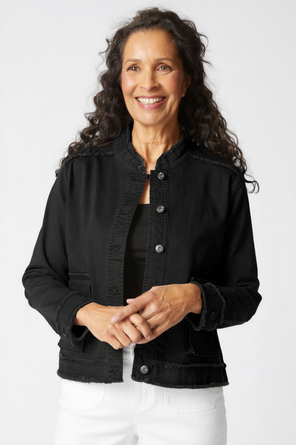 Stretch Canvas Fringe Jacket