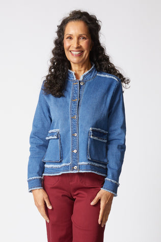 Stretch Canvas Fringe Jacket