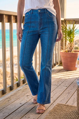 Seamed Ankle Flare Stretch Denim Jean