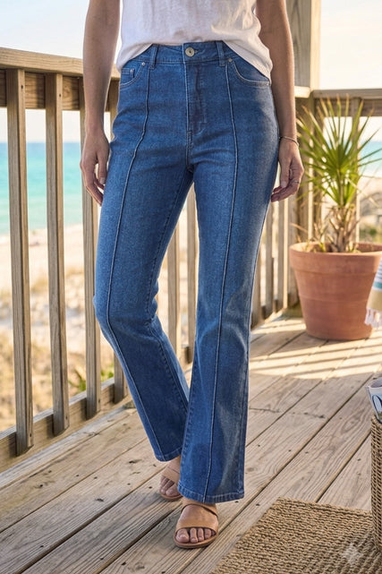 Seamed Ankle Flare Stretch Denim Jean