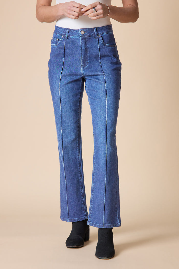 Seamed Ankle Flare Stretch Denim Jean
