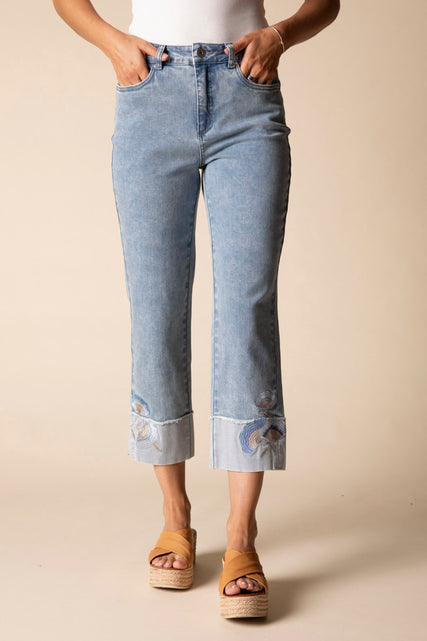 Embroidered Cuff Easy Jean