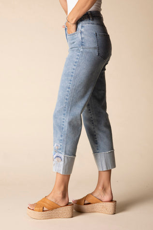 Embroidered Cuff Easy Jean