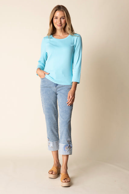 Embroidered Cuff Easy Jean