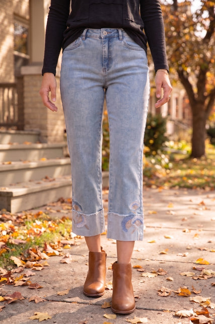 Embroidered Cuff Easy Jean