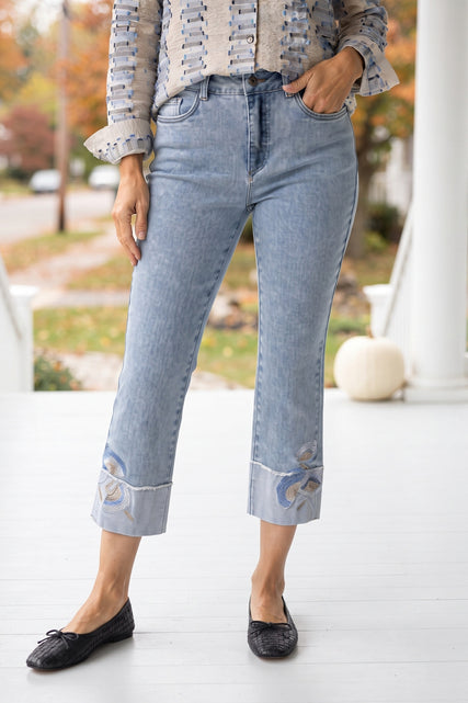 Embroidered Cuff Easy Jean