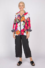 Siesta Floral Crinkle Crepe Mixed Shirt