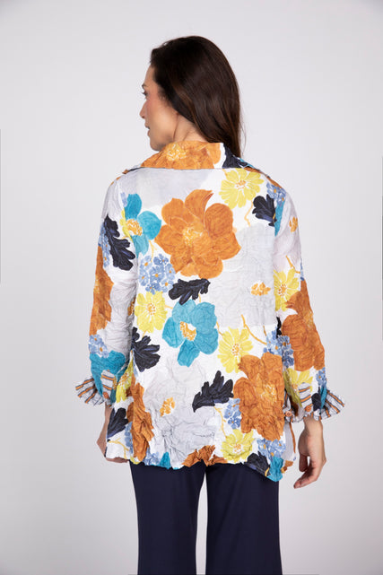 Siesta Floral Crinkle Crepe Mixed Shirt