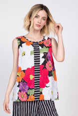 Siesta Floral Crinkle Crepe Swing Top