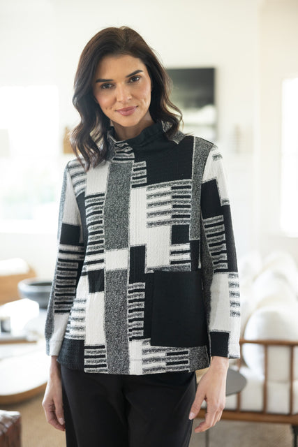 Fair and Square Ruched Collar Top