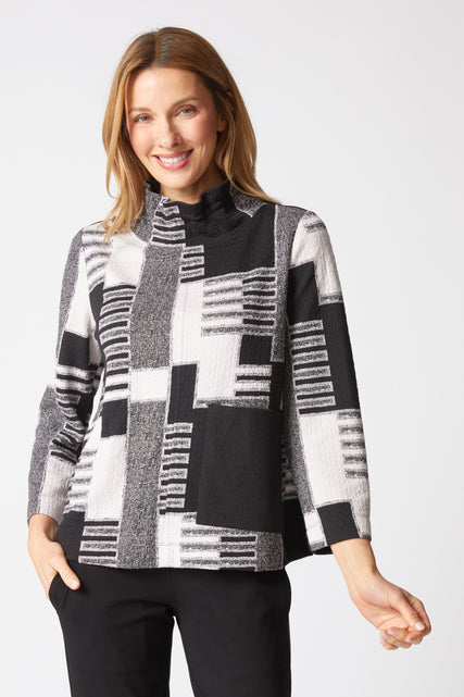 Fair and Square Ruched Collar Top