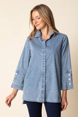 Stretch Denim Button Tunic