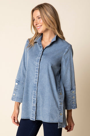 Stretch Denim Button Tunic