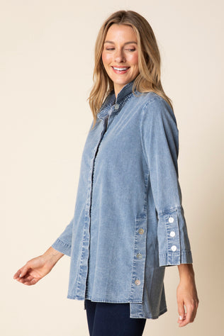 Stretch Denim Button Tunic