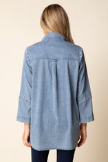 Stretch Denim Button Tunic