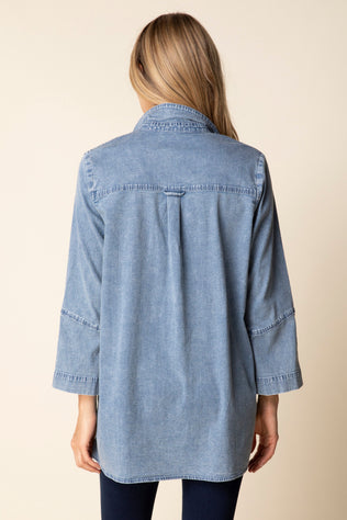Stretch Denim Button Tunic