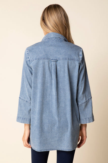 Stretch Denim Button Tunic