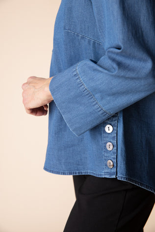 Stretch Denim Henley Top