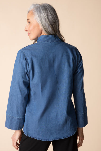 Stretch Denim Henley Top