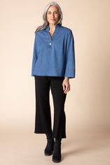Stretch Denim Henley Top