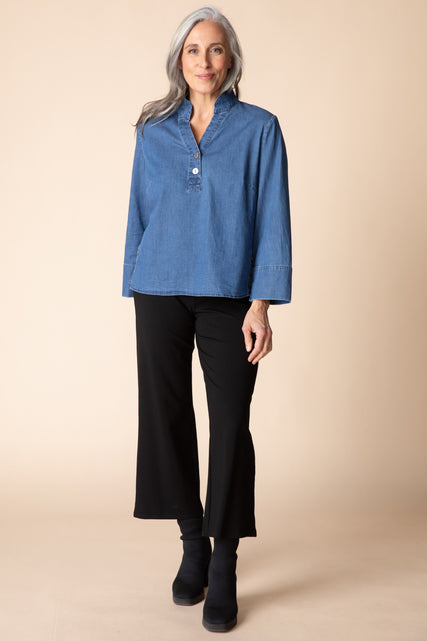 Stretch Denim Henley Top