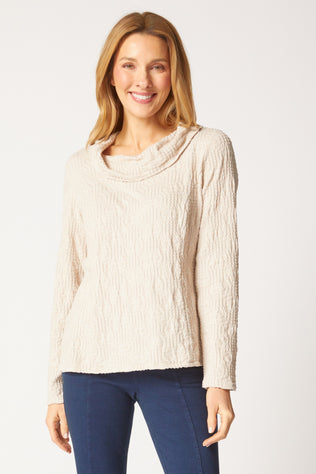 Sunburst Knit Cowl Neck Pullover