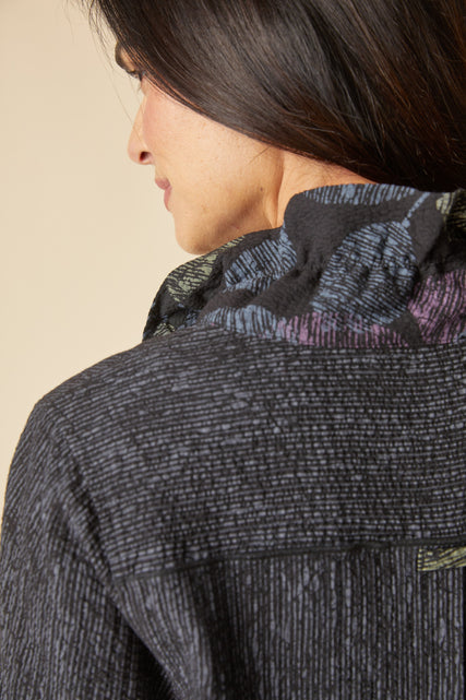 Crinkle Crepe Scattered Leaves Luna Jacket