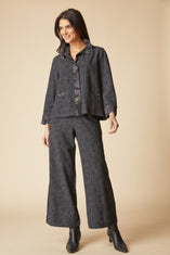 Crinkle Crepe Scattered Leaves Luna Jacket