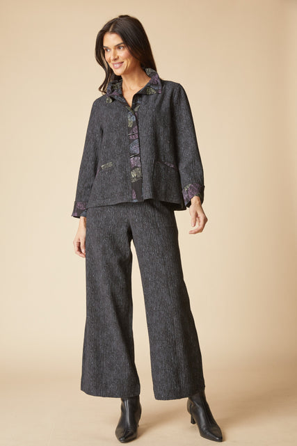 Crinkle Crepe Scattered Leaves Luna Jacket