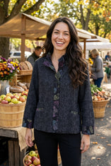 Crinkle Crepe Scattered Leaves Luna Jacket