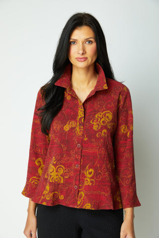 Pucker Weave Flounce Top
