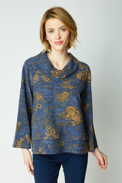 Pucker Weave Drape Neck Top