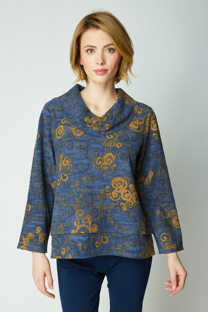 Pucker Weave Drape Neck Top
