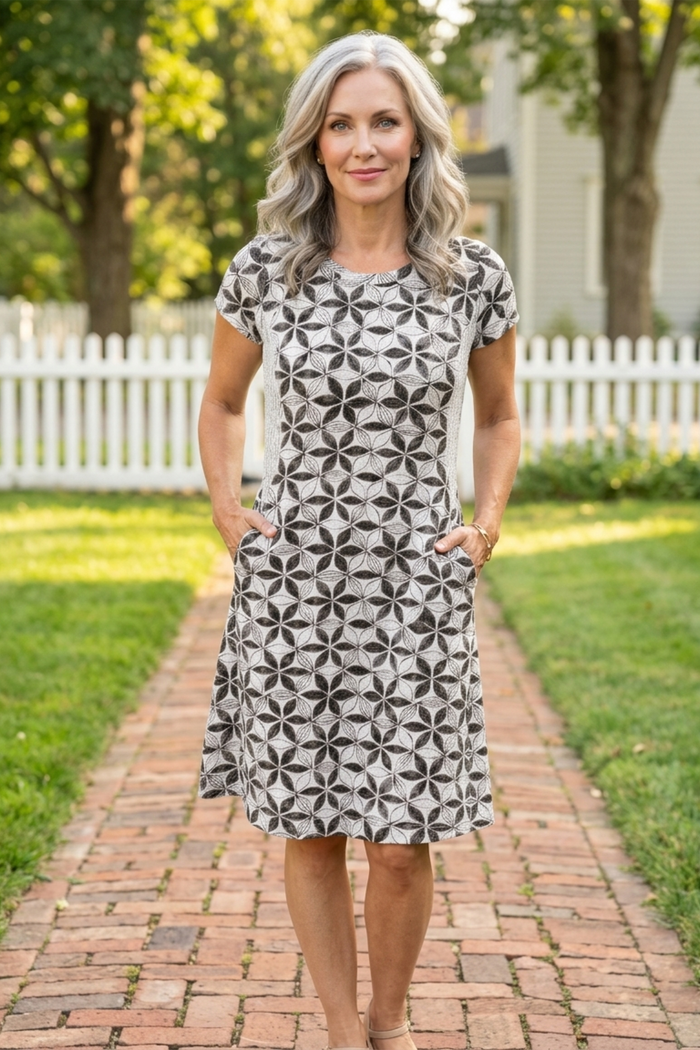 Fine Lines Pucker Weave Astrid Dress