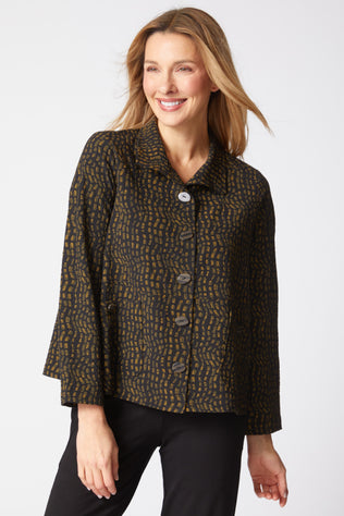 Pucker Weave Mosaic Print Jacket