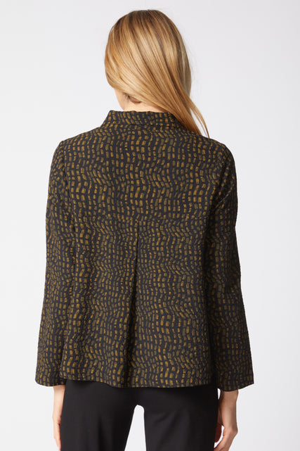 Pucker Weave Mosaic Print Jacket